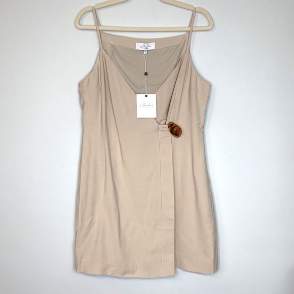 NWT L'ACADEMIE x Revolve The Brigitte Mini Dress in Sand Sz L - Picture 2 of 10